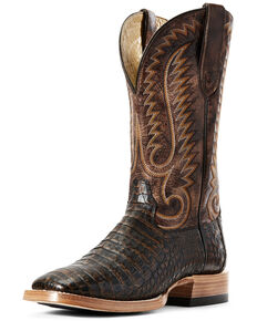 Ariat Men's Toffee Caiman Belly Western Boots - Wide Square Toe, Brown, hi-res