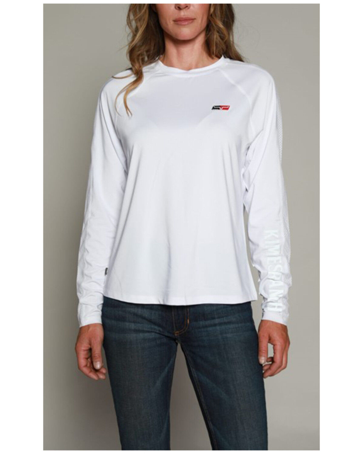 Image #1 - Kimes Ranch Women's KR1 Tech Logo Long Sleeve Tee, White, hi-res