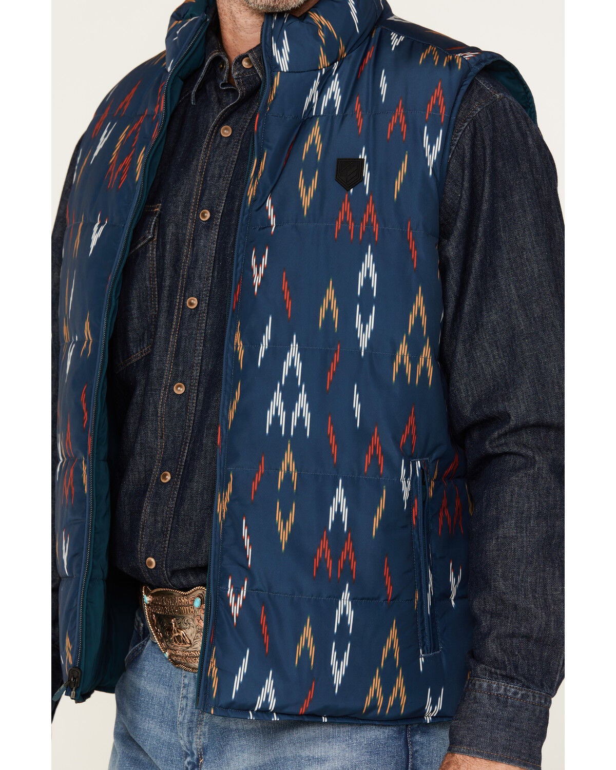 Image #3 - RANK 45&reg; Men's Men's Spaced Geo Print Reversible Puffer Vest, Dark Teal, hi-res
