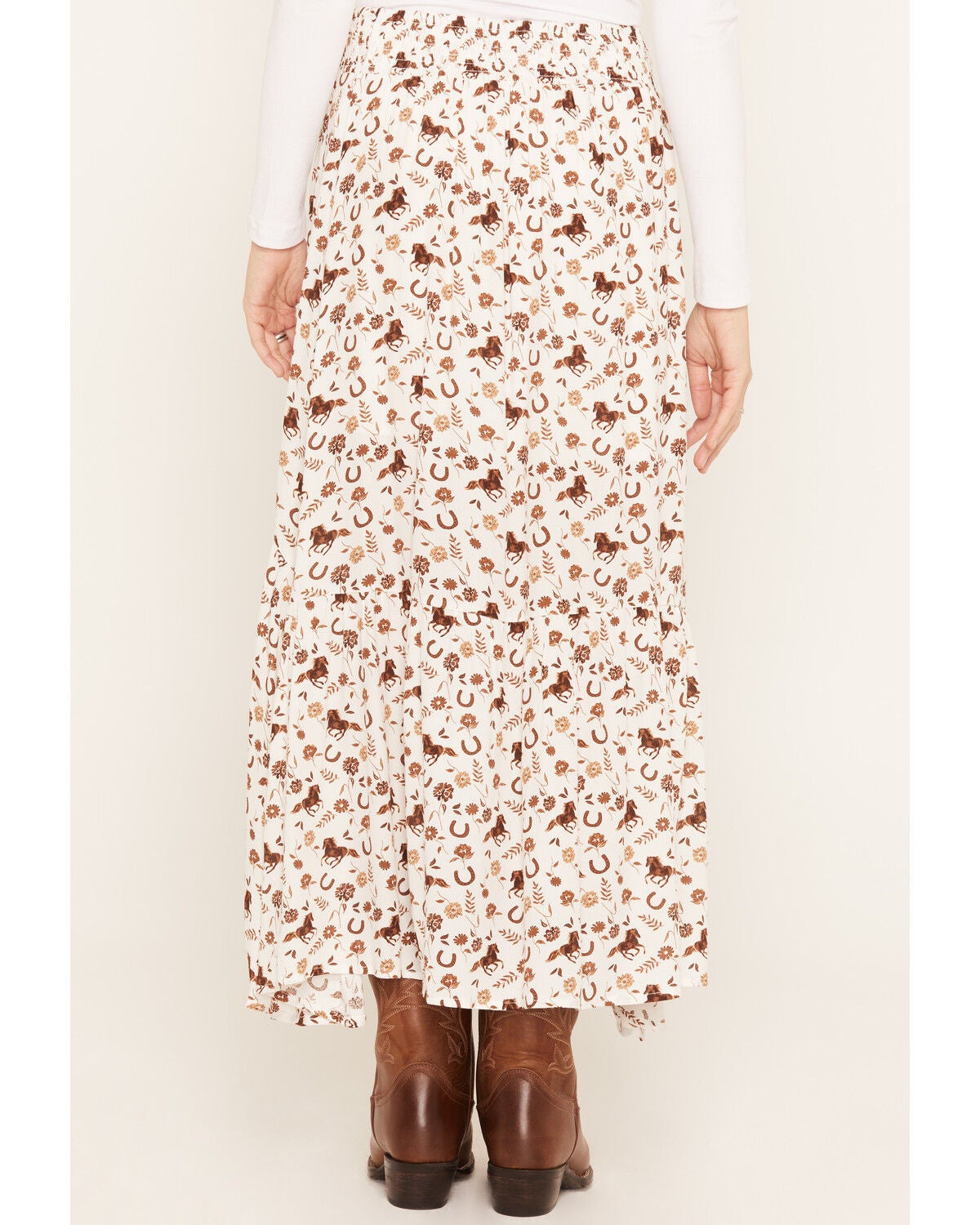Image #4 - Wild Moss Women's Western Conversational Print High-Low Midi Skirt, Ivory, hi-res