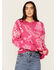 Image #1 - Very J Women's Paisley Print Sweater , Pink, hi-res
