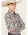 Image #2 - Cinch Boys' Paisley Print Long Sleeve Button Down Western Shirt, Light Blue, hi-res