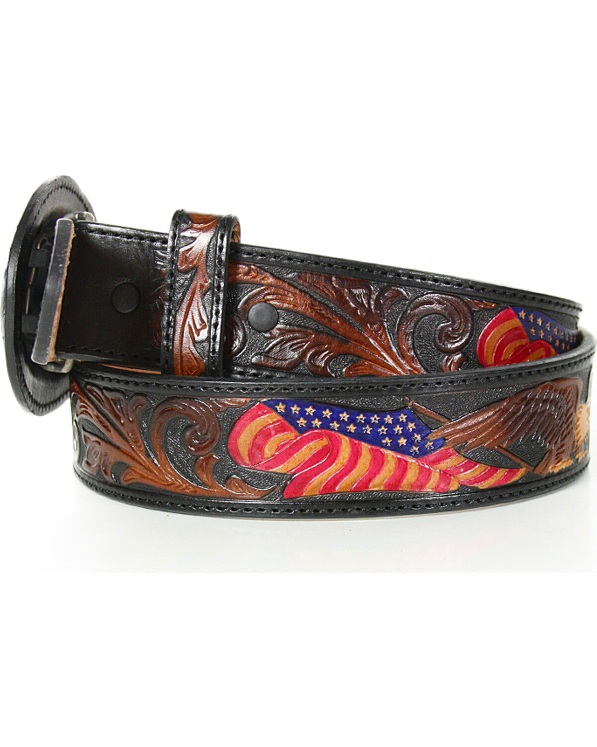 Image #2 - Tony Lama Men's American Heritage Eagle Belt, Brown, hi-res