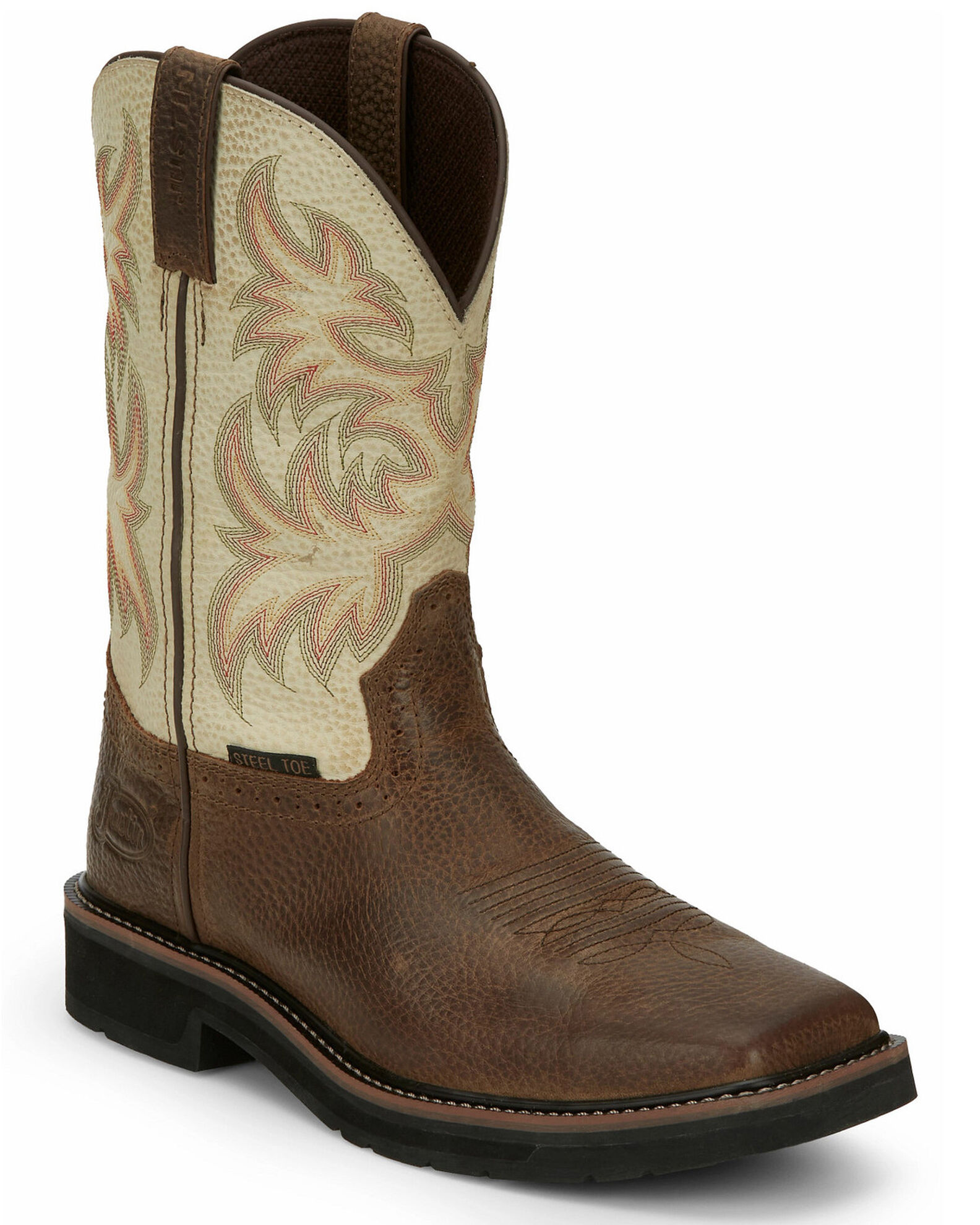 Mens square steel toe work boots top