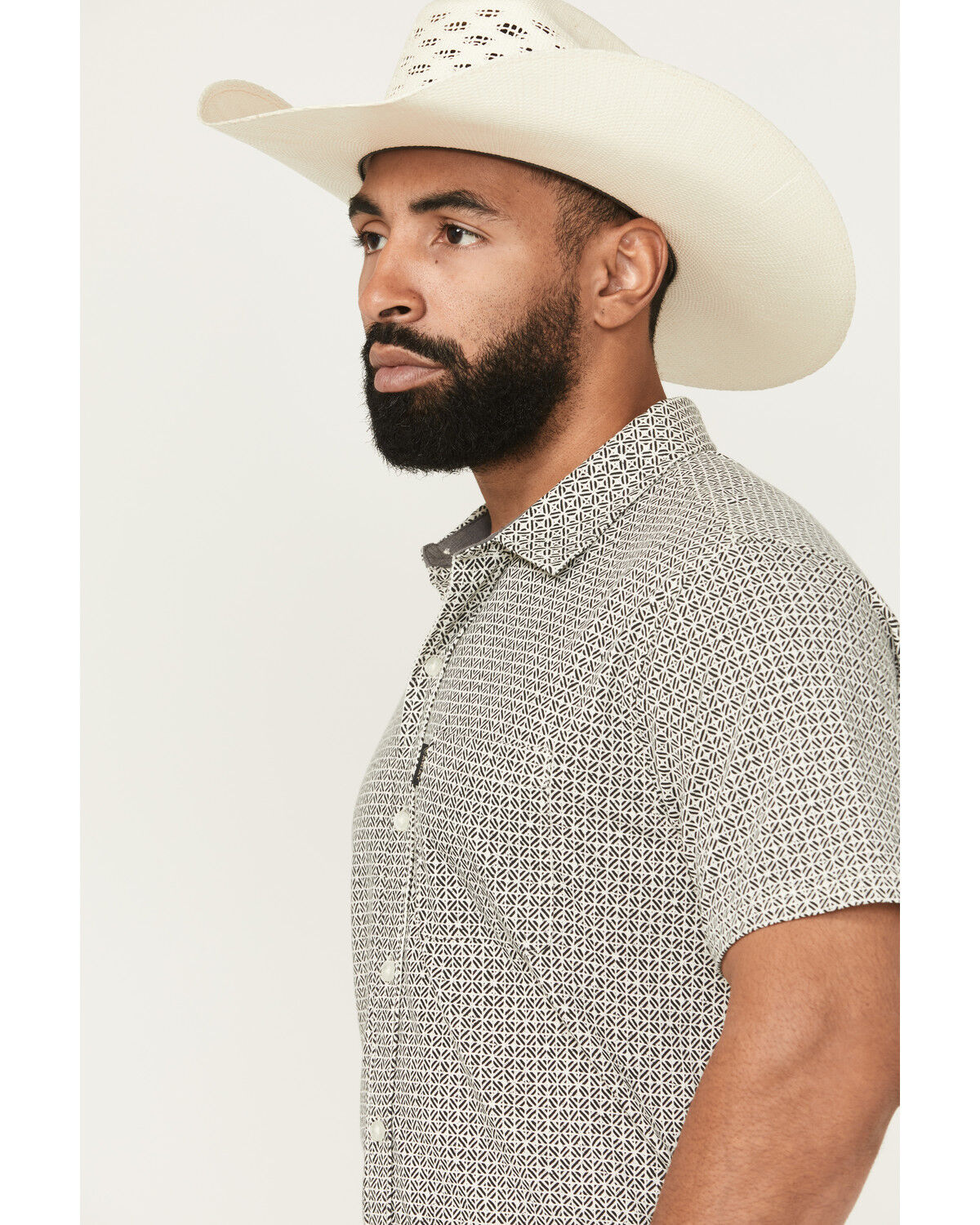Image #2 - Ariat Men's Fitted Retro Checkered Print Short Sleeve Button-Down Western Shirt, White, hi-res