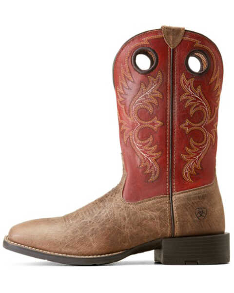 Image #2 - Ariat Men's Sport Rodeo Crazy Western Performance Boots - Broad Square Toe, Brown, hi-res
