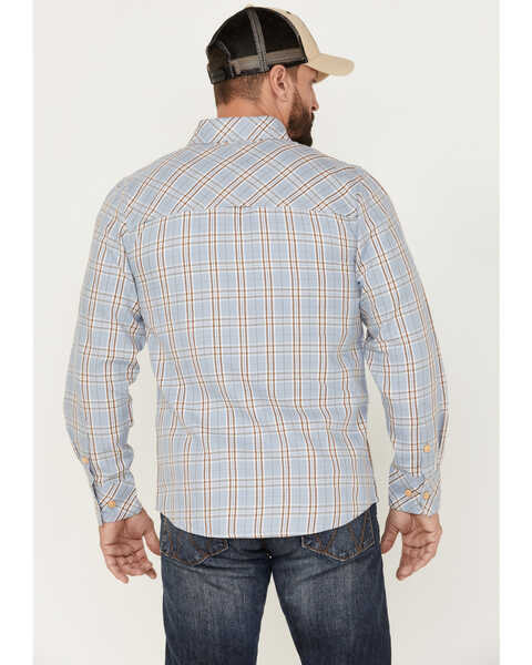 Image #4 - Resistol Men's Dakota Medium Plaid Print Long Sleeve Button Down Shirt , Light Blue, hi-res