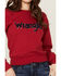 Wrangler Women's Chenille Logo Cropped Sweatshirt, Red, hi-res