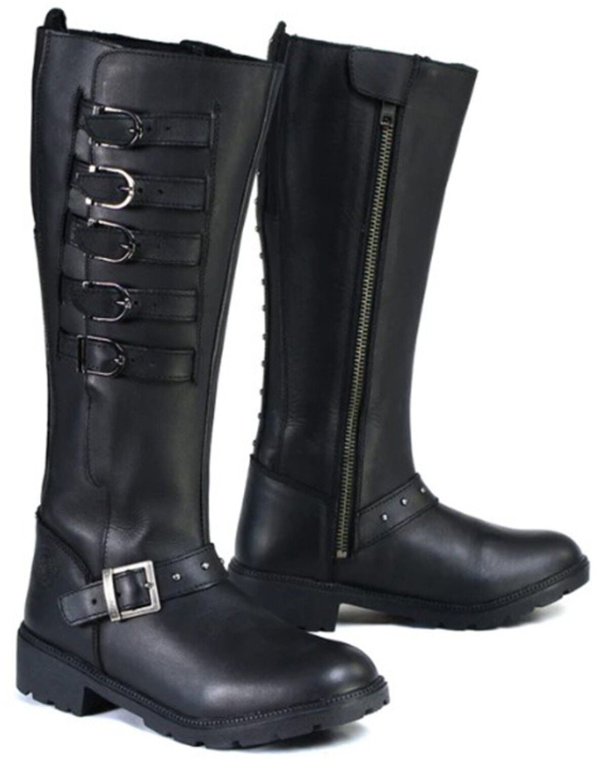 Image #1 - Milwaukee Leather Women's 17" Side Strap Riding Waterproof Leather Boots, Black, hi-res
