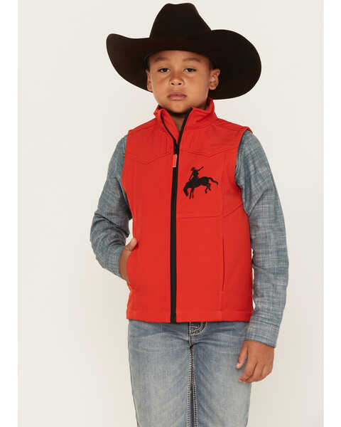Image #1 - Cody James Toddler Boys' Embroidered Zip Front Softshell Vest, Orange, hi-res