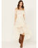 Shyanne Women's Off-Shoulder Tiered Lace Dress, Cream, hi-res