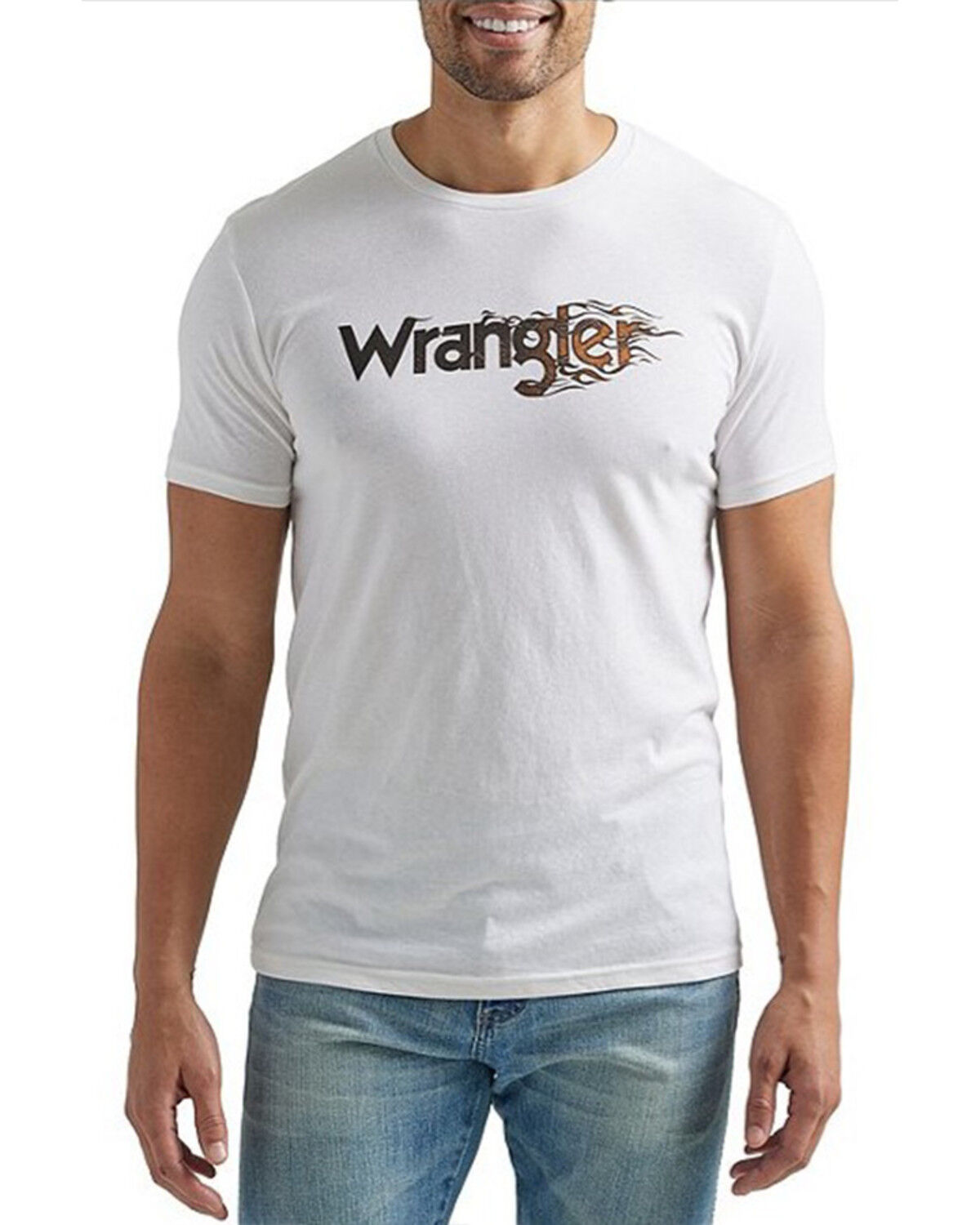 Image #1 - Wrangler Men's Flames Logo Short Sleeve Graphic T-Shirt, White, hi-res