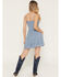 Image #4 - Angie Women's Eyelet Knot Front Mini Dress, Blue, hi-res