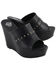 Image #10 - Milwaukee Leather Women's Rivet Detail Open Toe Wedge Sandals, Black, hi-res