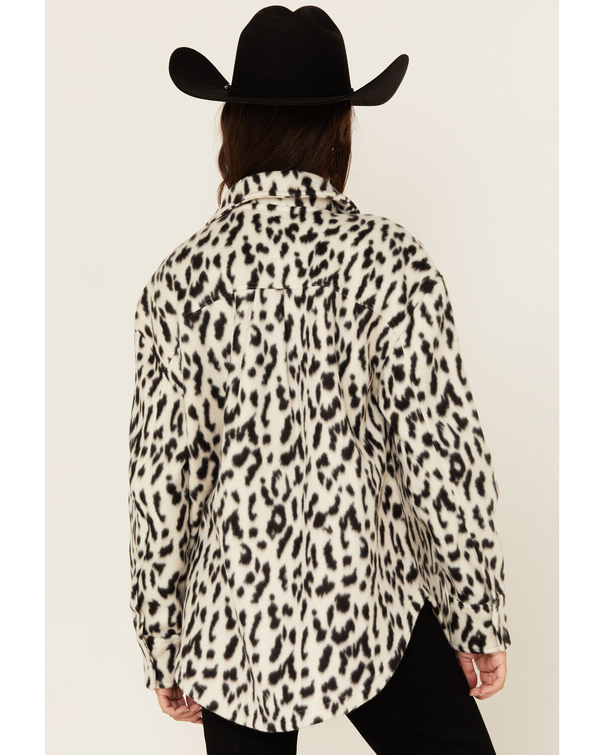 Image #4 - Fornia Women's Leopard Print Polar Fleece Shacket, White, hi-res