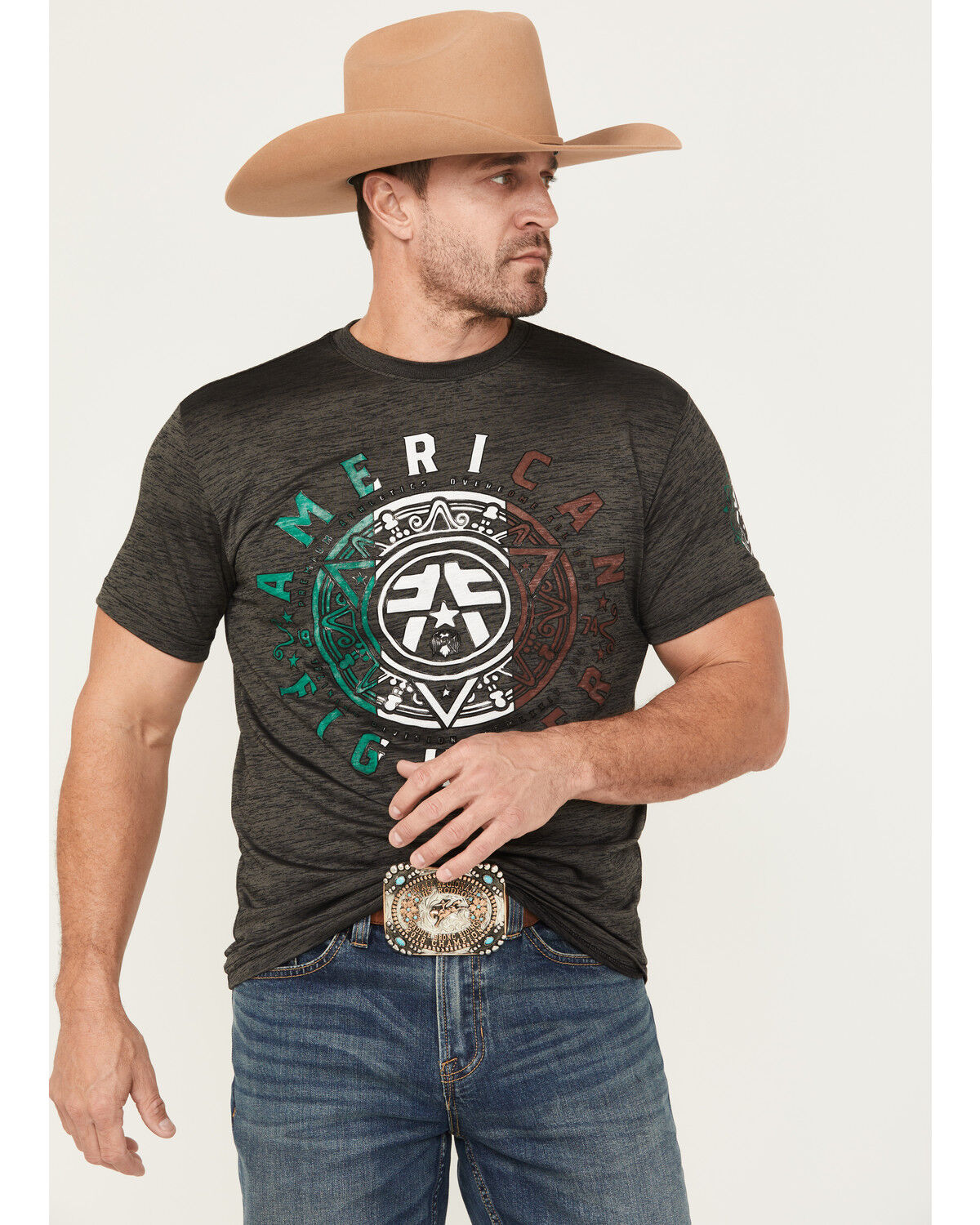 Image #2 - American Fighter Men's Devine Short Sleeve Graphic T-Shirt, Black, hi-res