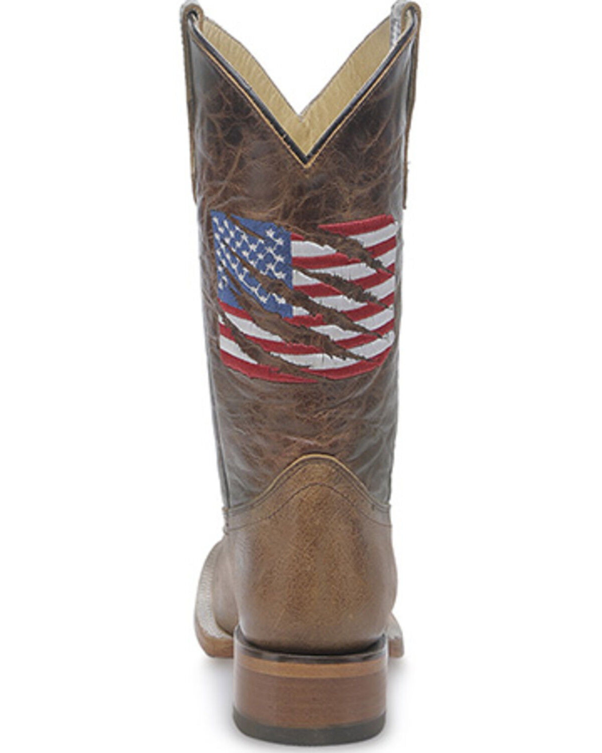 Image #4 - Corral Girls' Patriotic Embroidered Western Boots - Broad Square Toe, Brown, hi-res