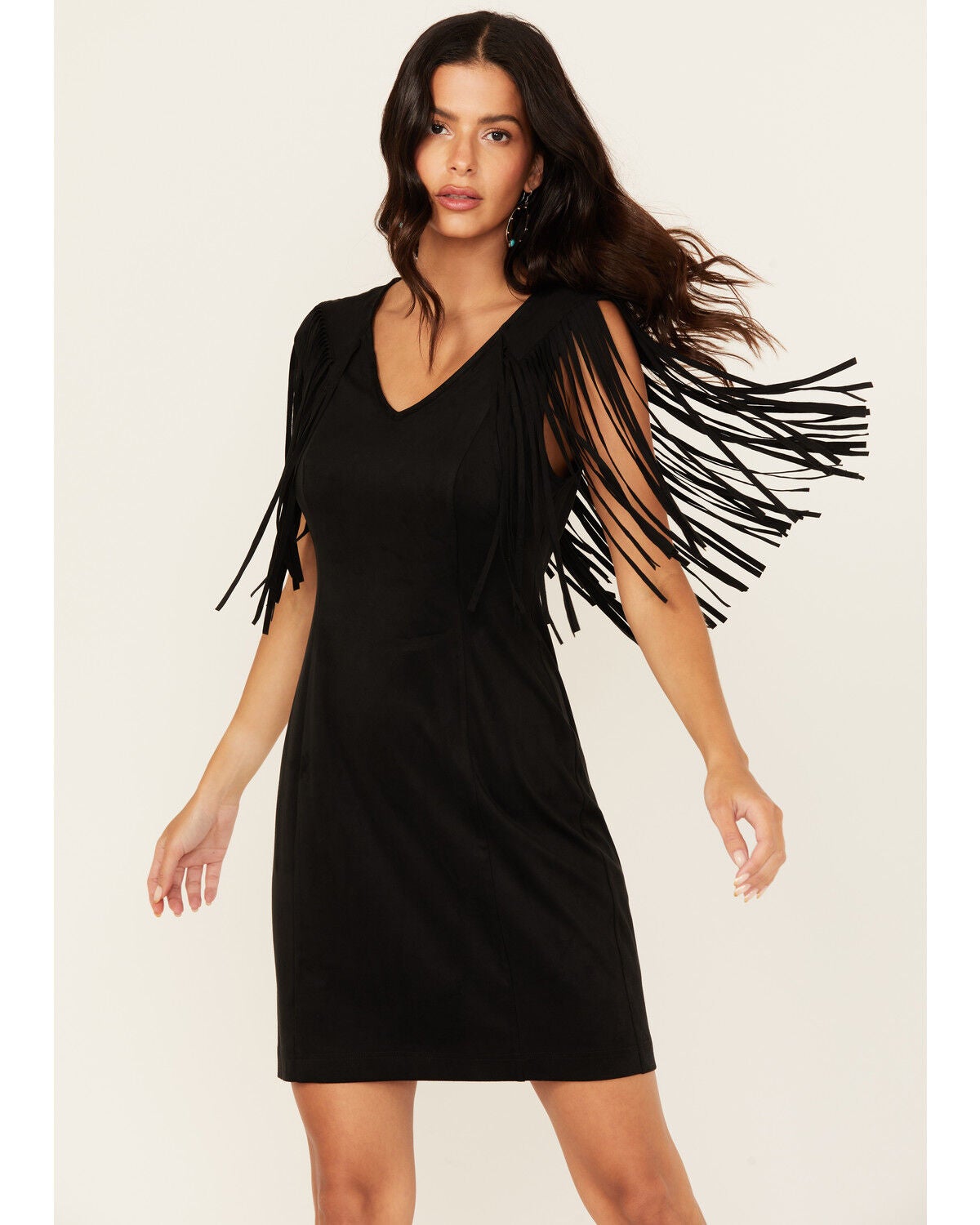 Idyllwind Women's Lady Bird Faux Suede Mini Dress, Black, hi-res