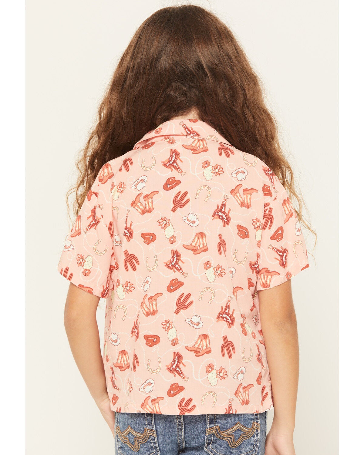 Image #4 - Wrangler Girls' Conversation Print Short Sleeve Snap Western Shirt, Pink, hi-res