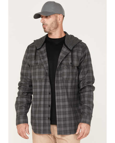 Image #1 - Hawx Men's Roberson Long Sleeve Hooded Flannel, Charcoal, hi-res