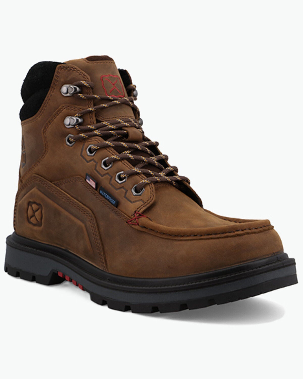 Twisted X Men's 6" Lace-Up Waterproof Work Boots - Soft Toe, Brown, hi-res
