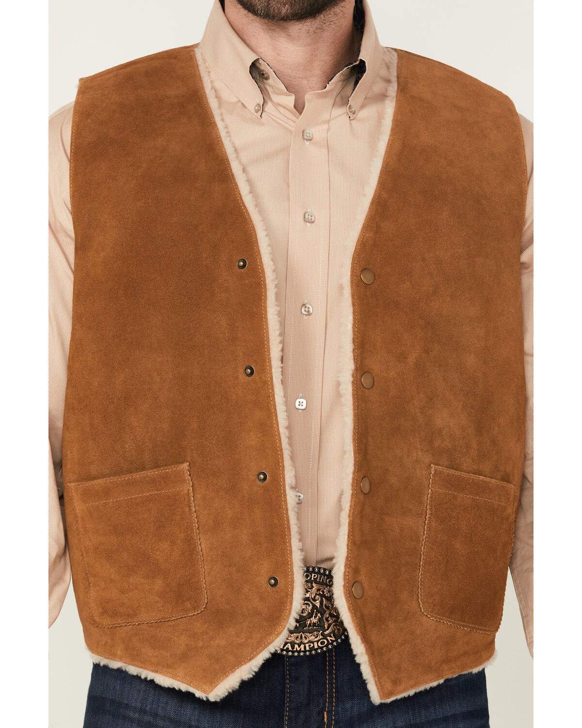 経典ブランド Cody James Sheplers | Vest Snap Suede Lined Sherpa Men's ジャケット・アウター