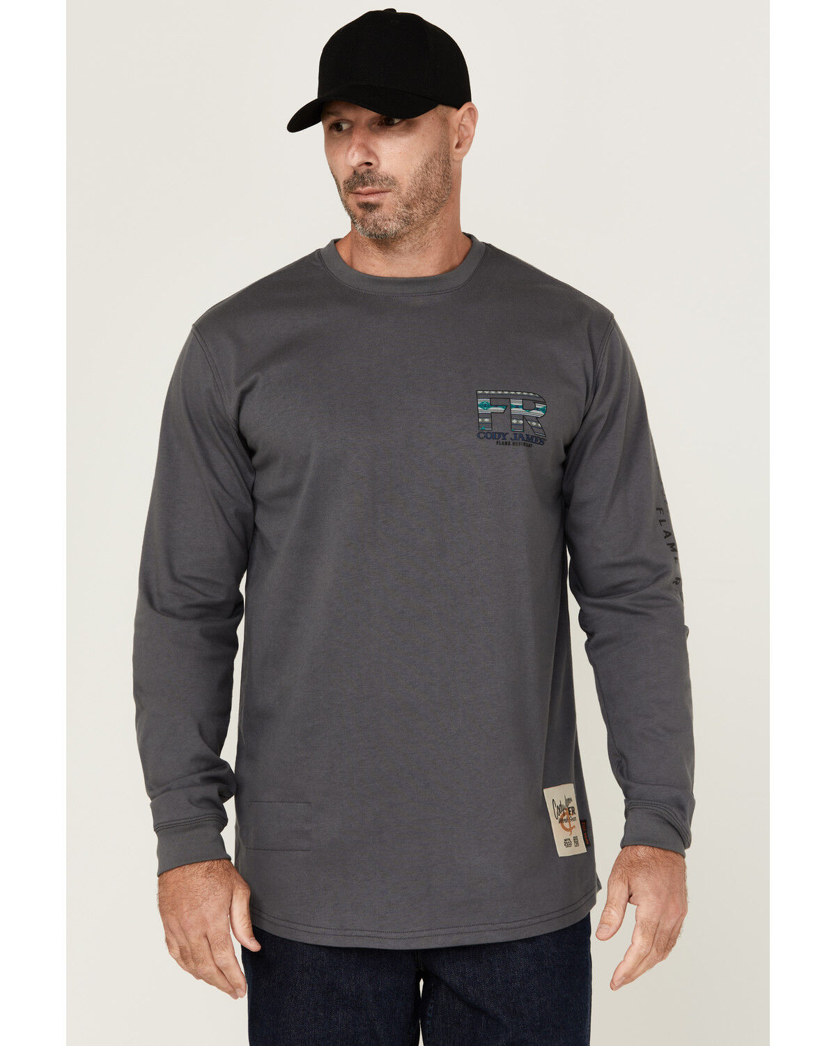 Image #2 - Cody James Men's FR Skull Long Sleeve Graphic T-Shirt, Charcoal, hi-res