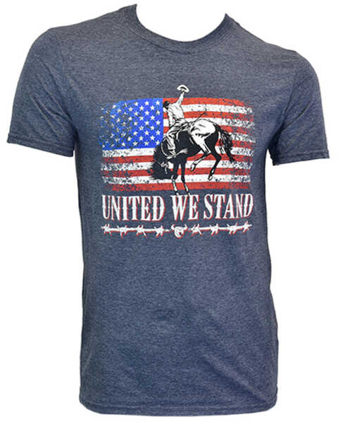 Cowboy Hardware Men's Heather Blue United We Stand Graphic Short Sleeve T-Shirt , Blue, hi-res