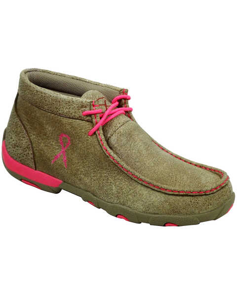 Twisted X Women's Tough Enough to Wear Pink Driving Mocs - Moc Toe, Distressed, hi-res