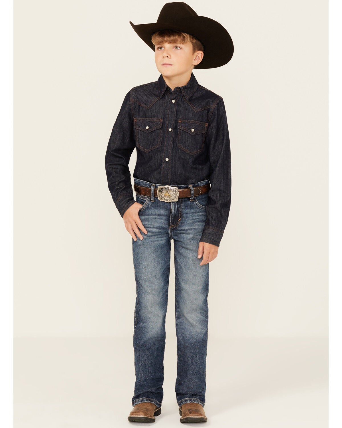Wrangler Retro Boys' Whitley Slim Bootcut Stretch Denim Jeans, Blue, hi-res
