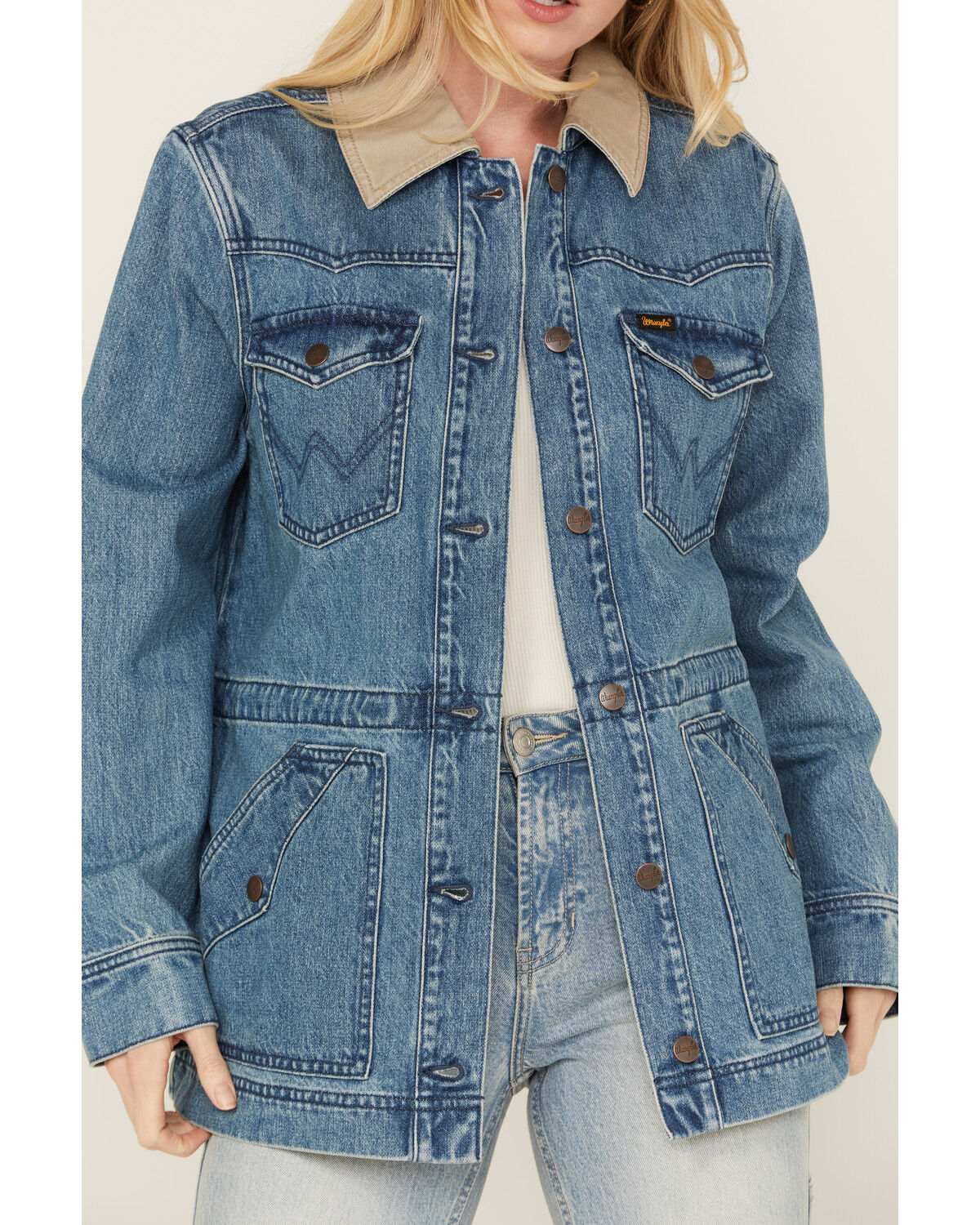 Image #3 - Wrangler Retro Women's Light Wash Denim Cinched Jacket, , hi-res