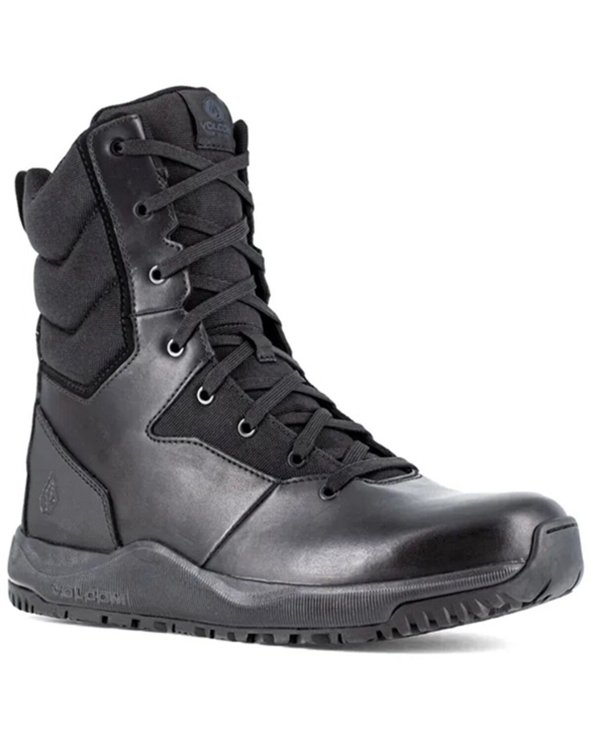 Image #1 - Volcom Men's 8" Tactical Side-Zip Work Boots - Soft Toe, Black, hi-res