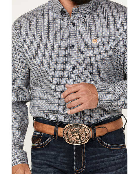 Image #3 - Cinch Men's Geo Print Long Sleeve Button-Down Stretch Western Shirt, Navy, hi-res