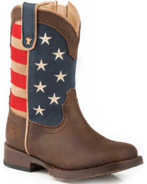 Roper Toddler Boys' American Patriot Western Boots - Square Toe , Brown, hi-res