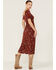 Lush Women's Ruched Front Midi Knit Dress, Rust Copper, hi-res