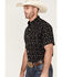 Panhandle Men's Performance Southwestern Diamond Print Short Sleeve Button Down Western Shirt , Black, hi-res