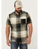 Image #1 - Brothers and Sons Men's Tooele Plaid Print Short Sleeve Button Down Western Shirt , Dark Grey, hi-res