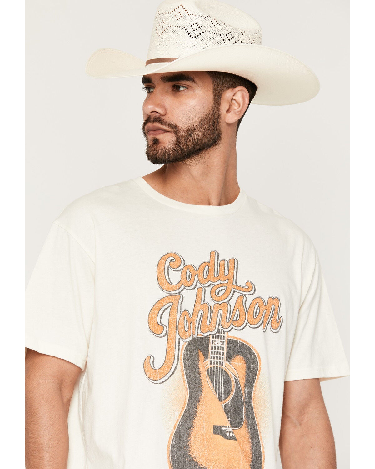 Image #2 - Wrangler Men's Cody Johnson Guitar Short Sleeve Graphic T-Shirt, Off White, hi-res
