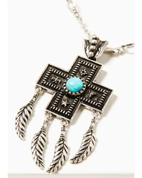 Image #2 - Shyanne Women's Southwestern Antique Cross Necklace , Silver, hi-res