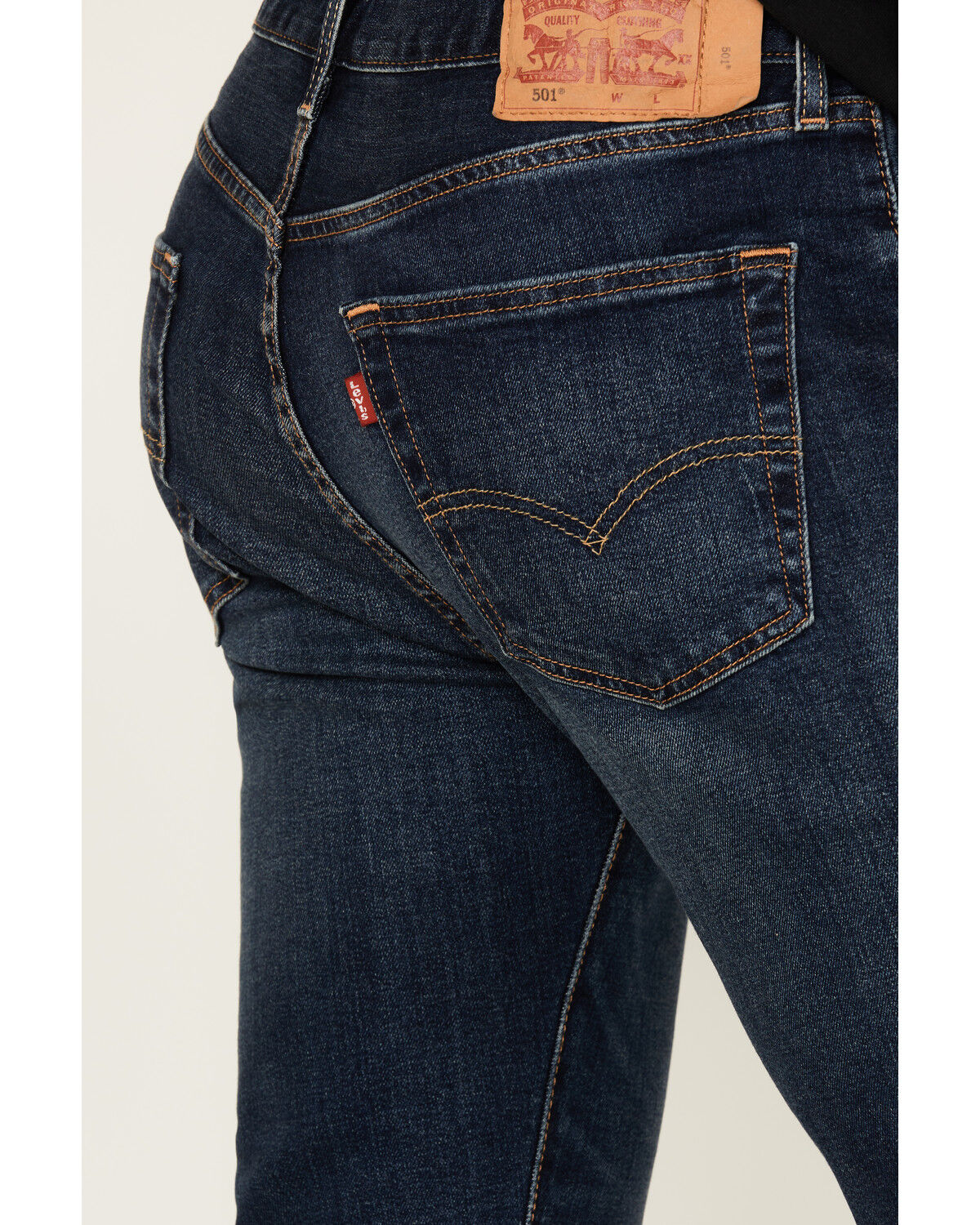 Image #4 - Levi's Men's 501 Unicycle Dark Wash Original Fit Straight Leg Stretch Denim Jeans, Dark Medium Wash, hi-res