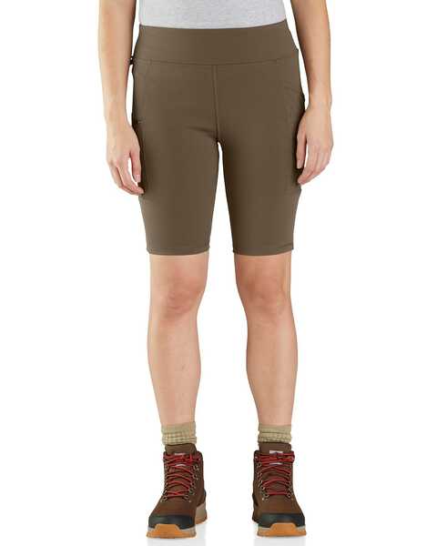 Image #1 - Carhartt Women's Force Fitted Lightweight Utility Work Shorts, Brown, hi-res