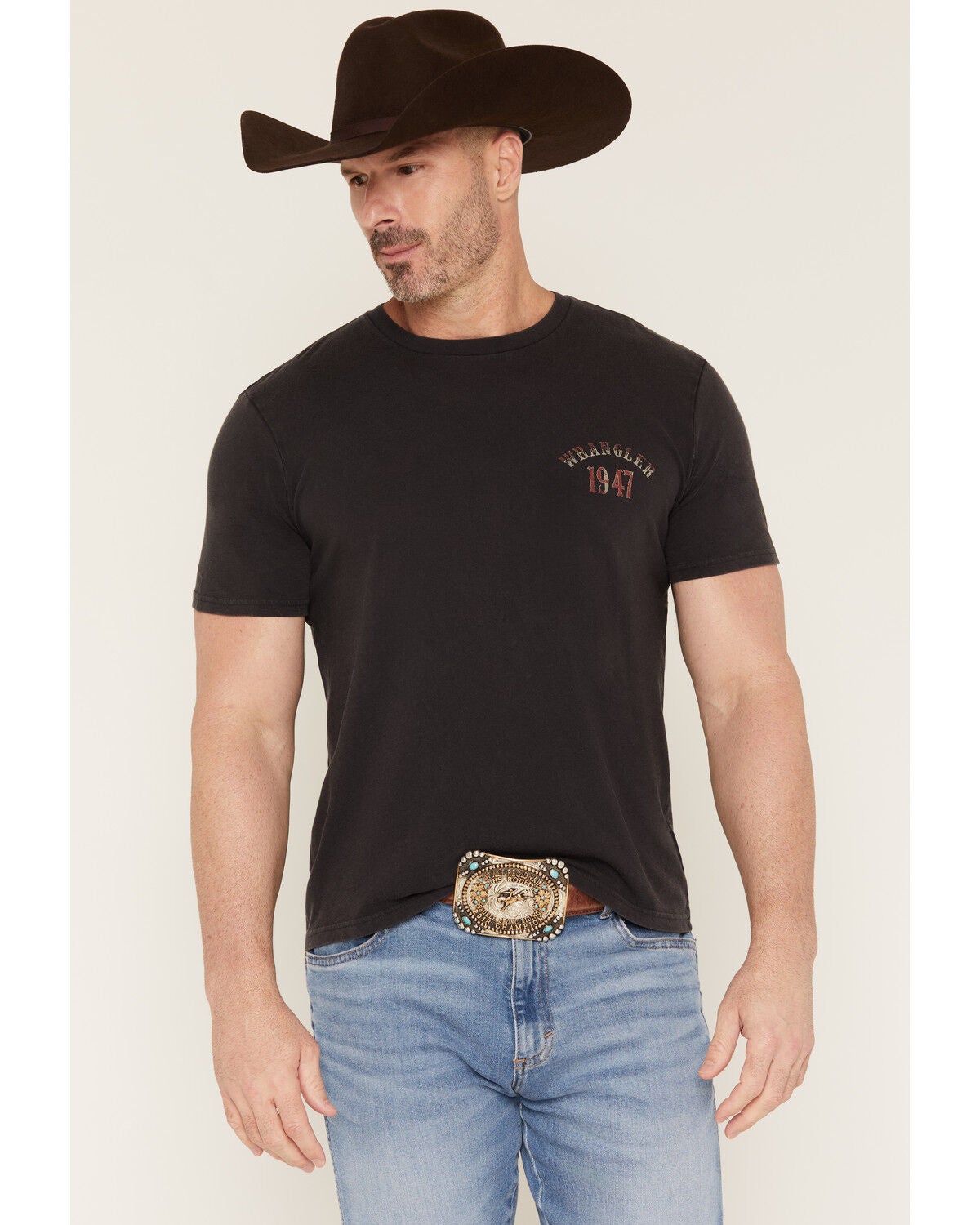 Image #2 - Wrangler Men's American Legend Steer Head Short Sleeve Graphic T-Shirt, Black, hi-res