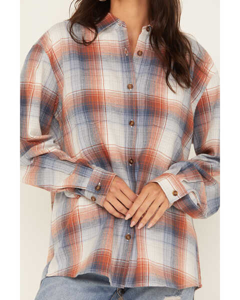 Image #3 - Ely Walker Women's Plaid Print Long Sleeve Button-Down Boyfriend Flannel, Multi, hi-res