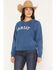 Image #1 - Ariat Women's Boot Barn Exclusive Logo Lace Crewneck, Blue, hi-res