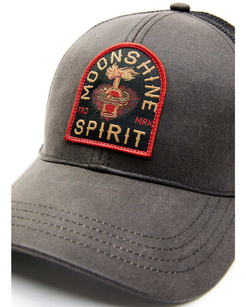 Moonshine Spirit Men's Whiskey Bottle Patch Mesh-Back Ball Cap , Black, hi-res