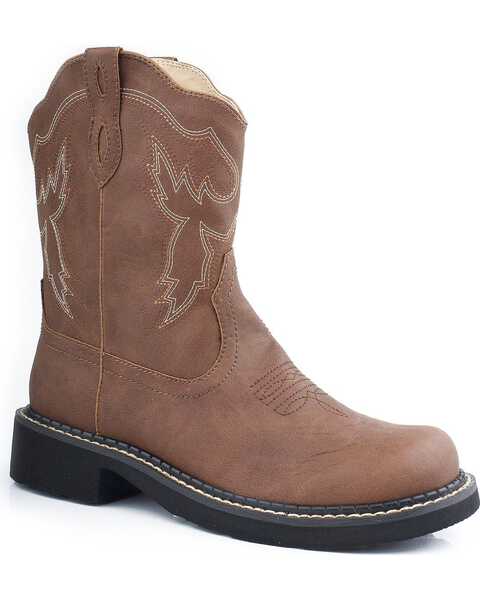 Image #1 - Roper Women's Chunk Riderlite Western Boots - Round Toe, Brown, hi-res