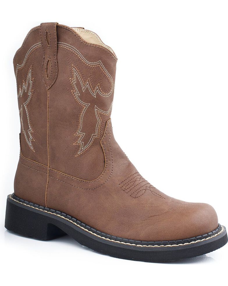 Roper Chunk Riderlite Cowgirl Boots - Round Toe, Brown, hi-res