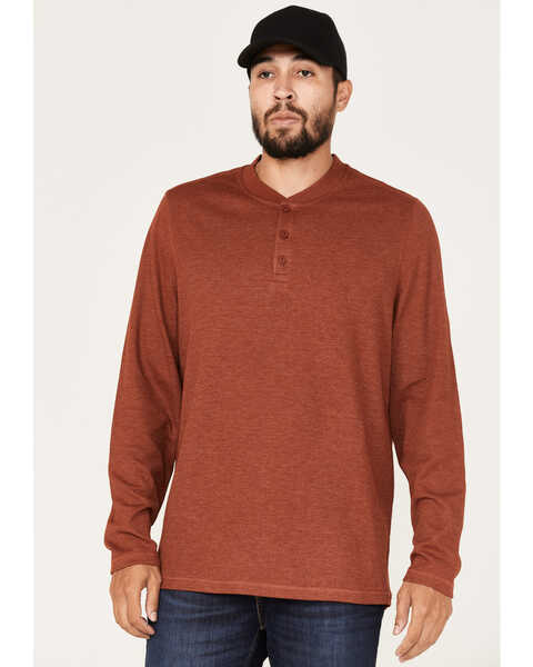 Brothers and Sons Men's Henley Thermal T-Shirt , Dark Orange, hi-res