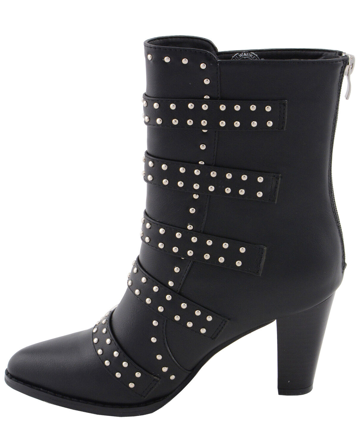 Image #4 - Milwaukee Leather Women's Studded Buckle Up Boots - Round Toe, Black, hi-res
