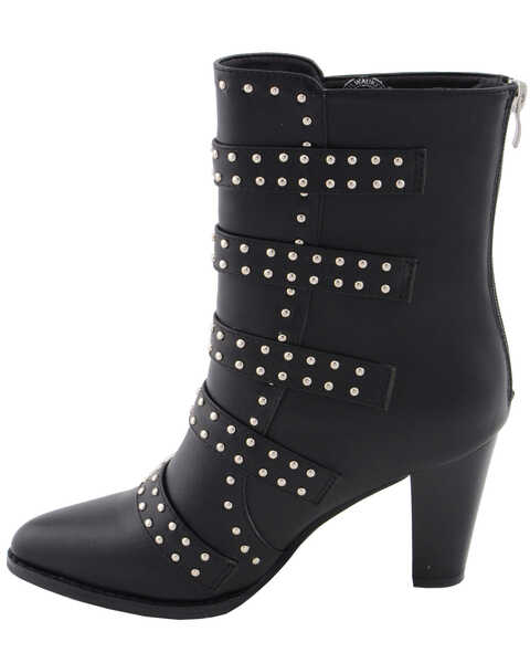 Image #4 - Milwaukee Leather Women's Studded Buckle Up Boots - Pointed Toe, Black, hi-res